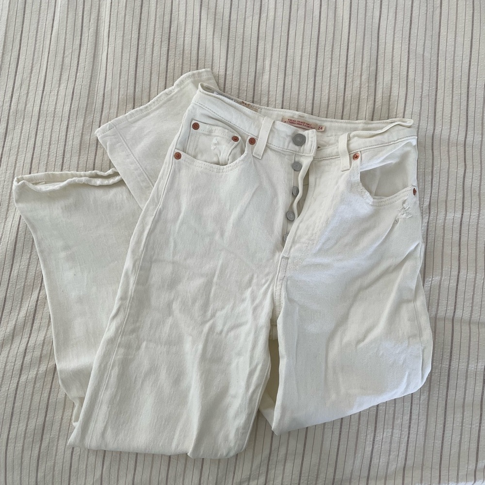 Levi’s Ribcage Straight Ankle Jeans White Size 24